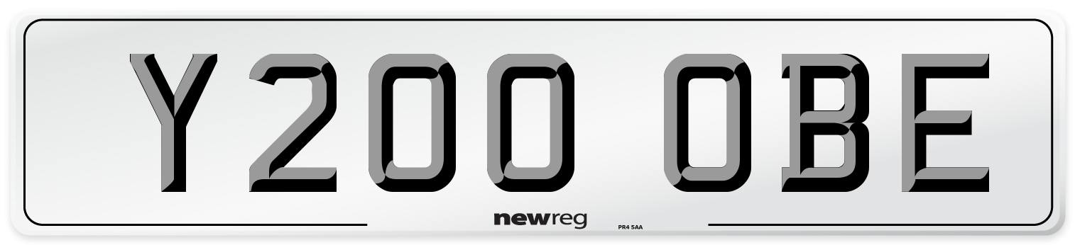 Y200 OBE Number Plate from New Reg